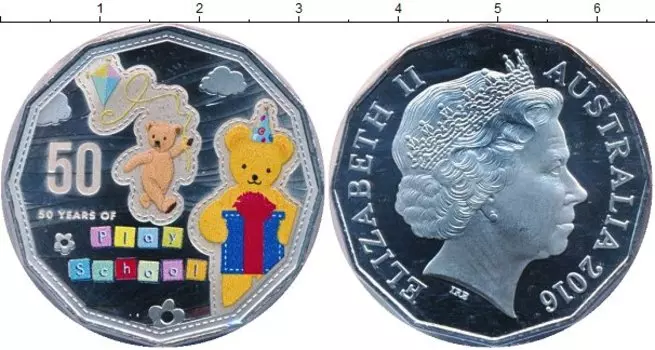 Монета 50 центов Австралии 2016 года Медно-никель 50 лет игровой школе