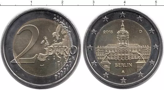 Монета 2 евро Германии 2018 года Биметалл A,Федеральные земли: Берлин