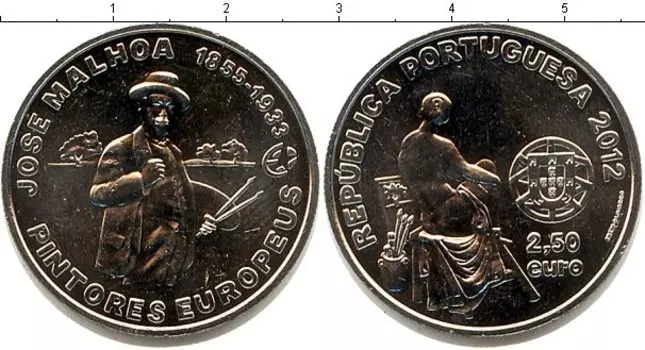 Монета 2 1/2 евро Португалии 2012 года Медно-никель Хосе Мальхоа