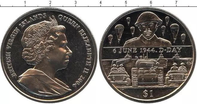 Монета доллар Виргинских островов 2004 года Медно-никель День Д