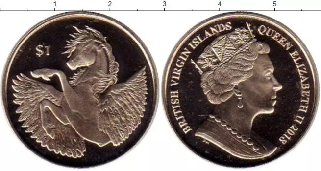 Монета доллар Виргинских островов 2018 года Медно-никель Пегас