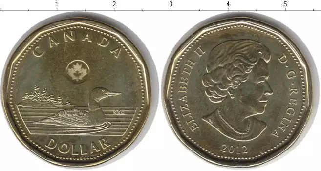 Монета доллар Канады 2013 года Латунь Утка