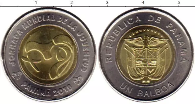 Монета бальбоа Панамы 2019 года Биметалл Всемирный день молодежи