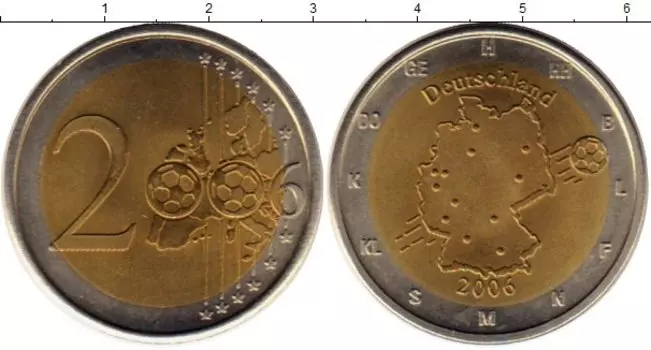 Монета Жетон Германии 2006 года Биметалл Чемпионат Мира по футболу