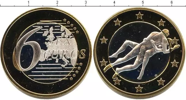 Монета 6 секс евро Германии Биметалл Сувенир