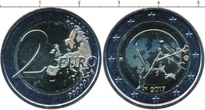 Монета 2 евро Финляндии 2017 года Биметалл Природа Финляндии