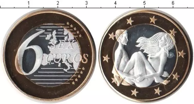 Монета 6 секс евро Германии Биметалл Сувенир