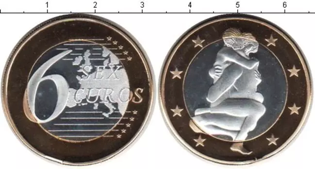 Монета 6 секс евро Германии Биметалл Сувенир