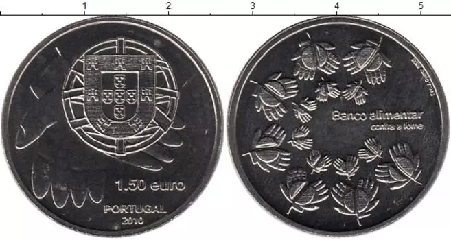 Монета 1/2 евро Португалии 2010 года Медно-никель