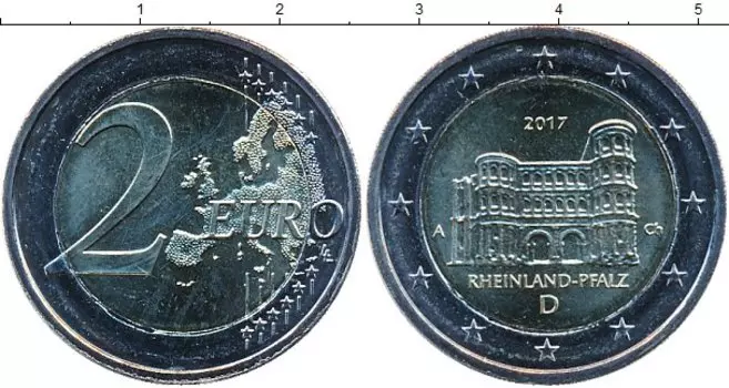Монета 2 евро Германии 2017 года Биметалл A