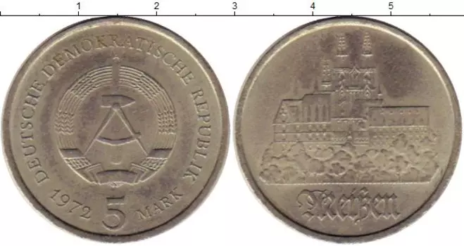 Монета 5 марок ГДР 1972 года Медно-никель KM#37 Мейсен