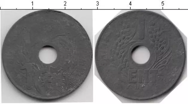 Монета цент Индокитая Цинк KM#24