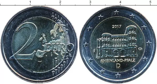 Монета 2 евро Германии 2017 года Биметалл J