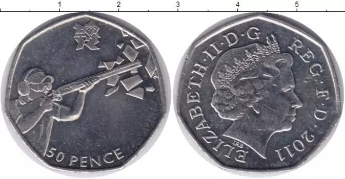 Монета 50 пенсов Англии 2011 года Медно-никель Олимпиада-2012 в Лондоне