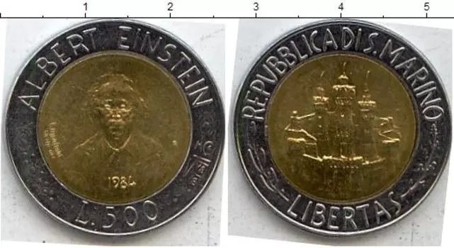 Монета 500 лир Сан-Марино 1984 года Биметалл А