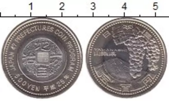 Монета 500 йен Японии 2013 года Биметалл 47 префектур