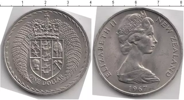 Монета доллар Новой Зеландии 1967 года Медно-никель Елизавета II
