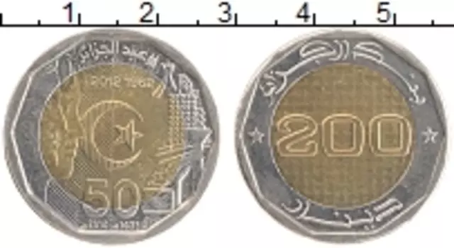 Монета 200 динар Алжира 2012 года Биметалл