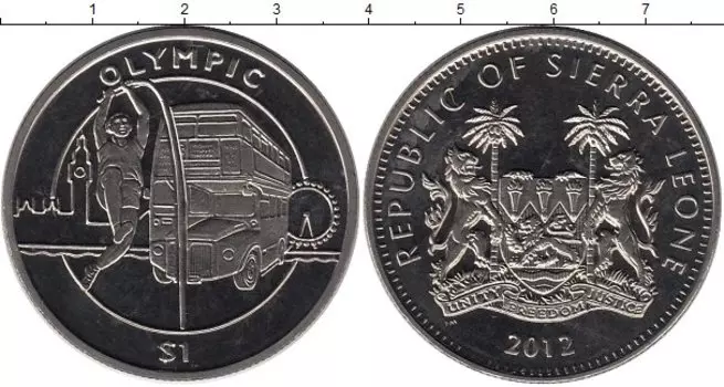 Монета доллар Сьерры-Леоне 2012 года Медно-никель Олимпийские игры 2012