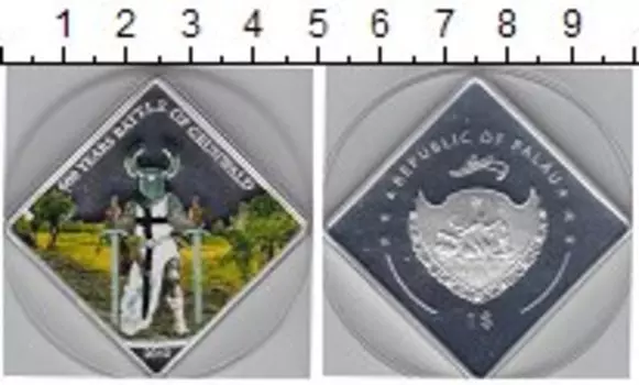 Монета доллар Палау 2010 года Посеребрение 600- летие битвы при Гринвальд