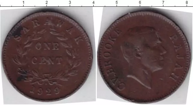 Монета цент Саравака 1929 года Медь С