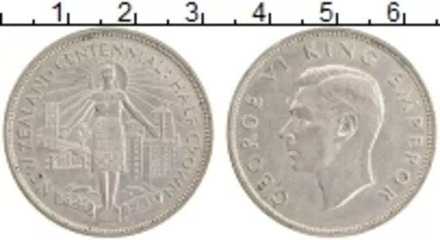 Монета 1/2 кроны Новой Зеландии 1940 года Серебро Георг VI