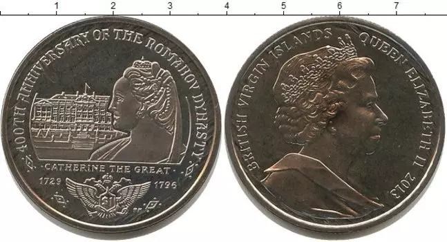 Монета доллар Виргинских островов 2013 года Медно-никель Елизавета II