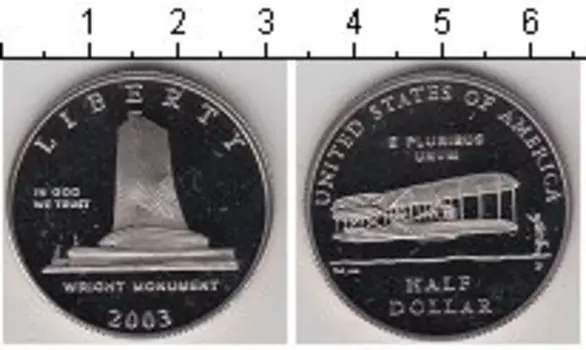 Монета 1/2 доллара Америки 2003 года Медно-никель Национальный мемориал братьев Райт