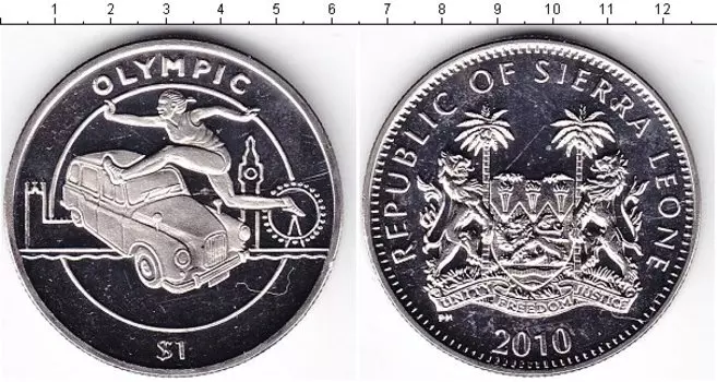 Монета доллар Сьерры-Леоне 2012 года Медно-никель Олимпийские игры