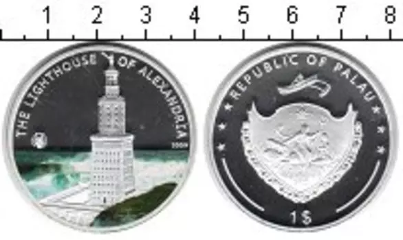 Монета доллар Палау 2009 года Посеребрение 7 чудес Света