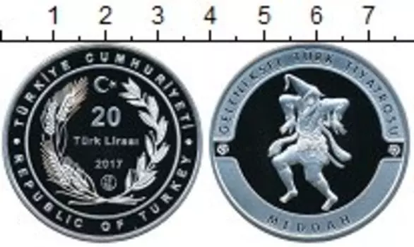 Монета 20 лир Турции 2017 года Серебро Турецкий рассказчик