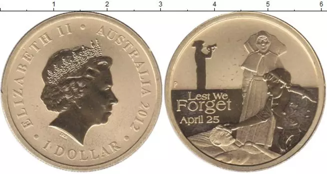 Монета доллар Австралии 2012 года Латунь