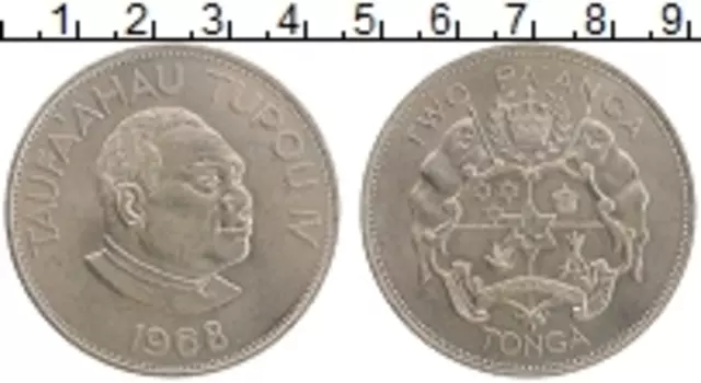 Монета 2 паанга Тонги 1968 года Медно-никель Тауфа’ахау Тупоу IV