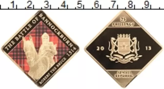 Монета 25 шиллингов Сомали 2013 года Позолота Роберт Брук