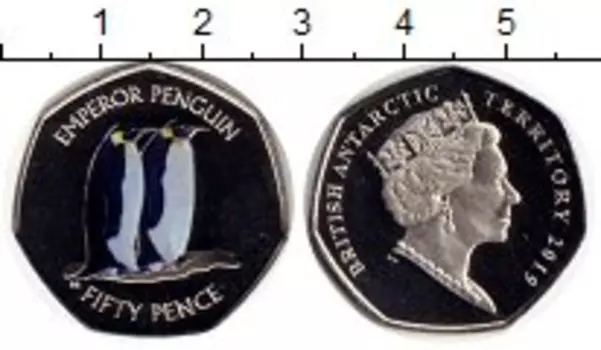 Монета 50 пенсов Антарктики 2019 года Медно-никель Британские антарктические территории