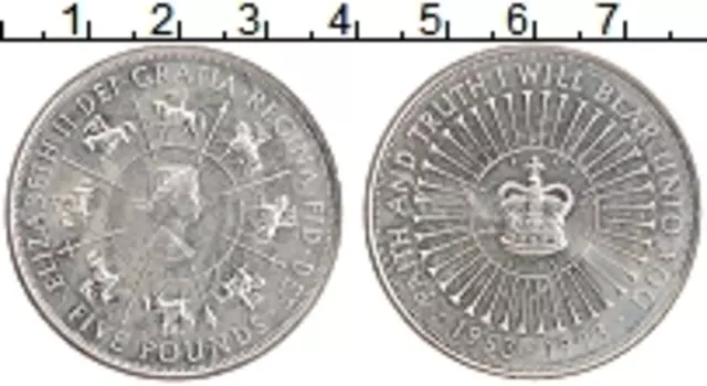 Монета 5 фунтов Англии 1993 года Медно-никель 40 лет правления Елизаветы II