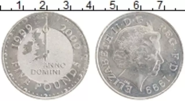 Монета 5 фунтов Англии 1999 года Медно-никель Миллениум