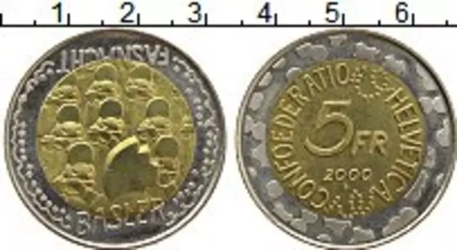 Монета 5 франков Швейцарии 2000 года Биметалл Фестиваль сыра