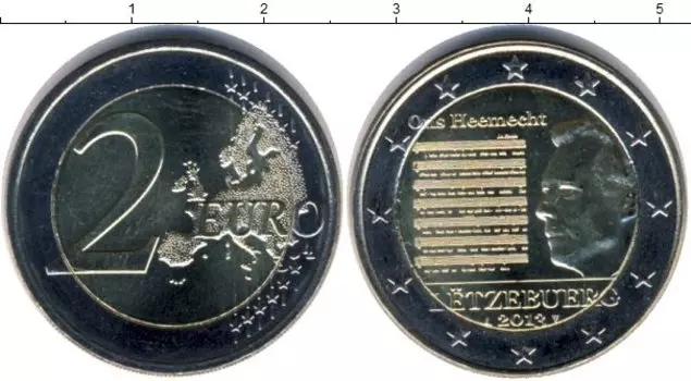 Монета 2 евро Люксембурга 2013 года Биметалл