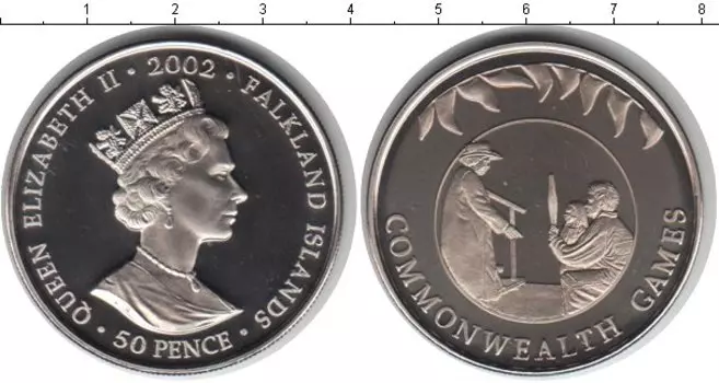 Монета 50 пенсов Фолклендских островов 2002 года Медно-никель Елизавета II