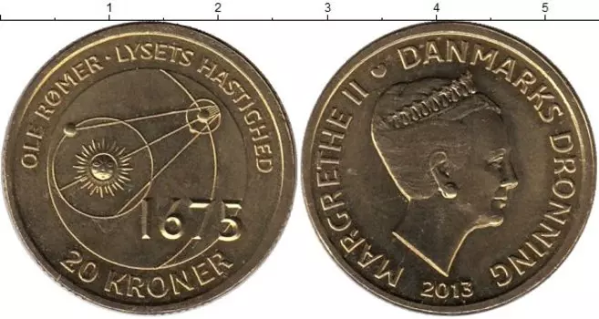 Монета 20 крон Дании 2013 года Бронза Маргарет II