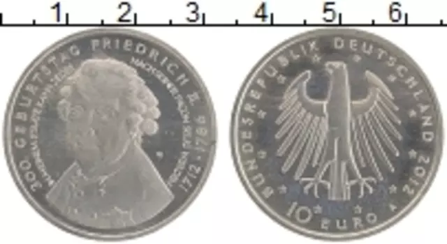 Монета 10 евро Германии 2012 года Медно-никель 300 лет Фридриху II