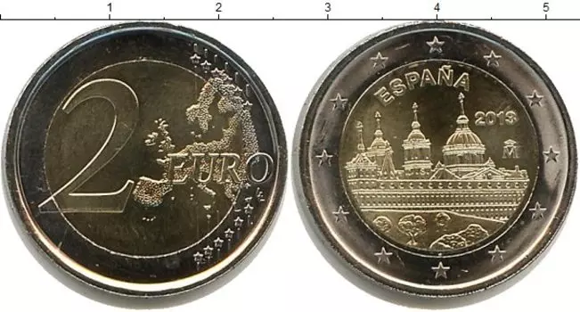 Монета 2 евро Испании 2013 года Биметалл Монастырь Эскориал