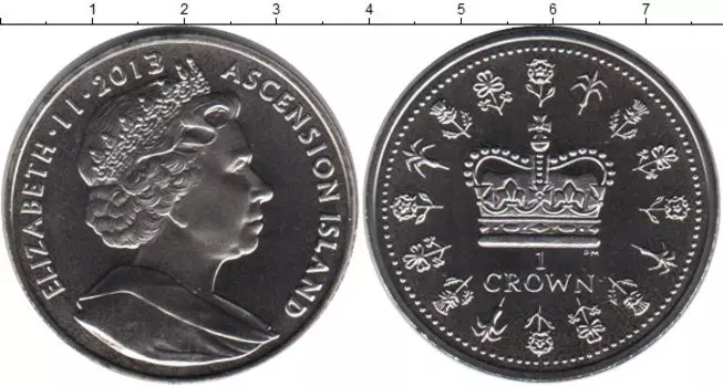 Монета крона Острова Вознесения 2013 года Медно-никель Корона