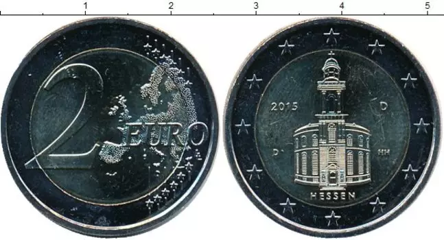 Монета 2 евро Германии 2015 года Биметалл D