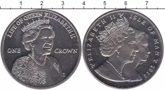 Монета крона Острова Мэн 2012 года Медно-никель Жизнь Елизаветы II