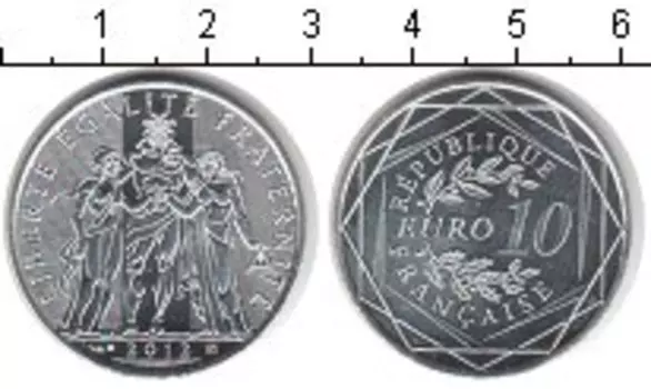 Монета 10 евро Франции 2012 года Серебро Геркулес