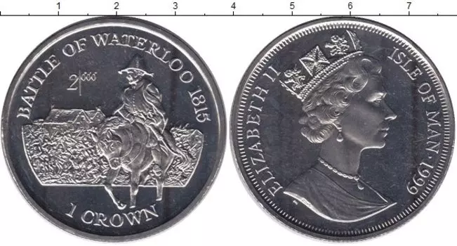 Монета крона Острова Мэн 1999 года Медно-никель Ватерлоу