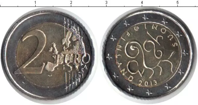 Монета 2 евро Финляндии 2013 года Биметалл 150 лет Сейму 1863 года