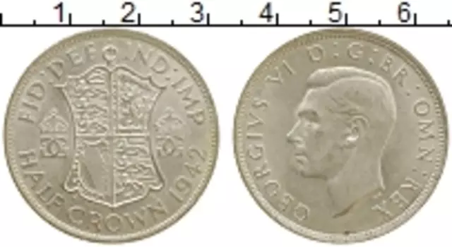 Монета 1/2 кроны Англии Серебро 1940-1946гг